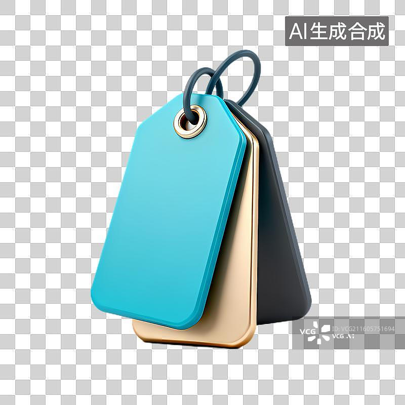 【AI数字艺术】三个彩色悬挂标签图片素材