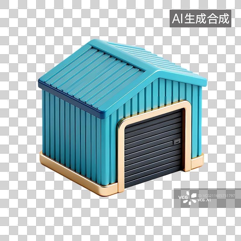 【AI数字艺术】蓝色小型储物棚图片素材