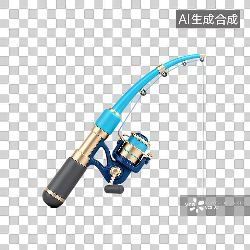 【AI数字艺术】便携式户外钓鱼竿及渔轮图片素材