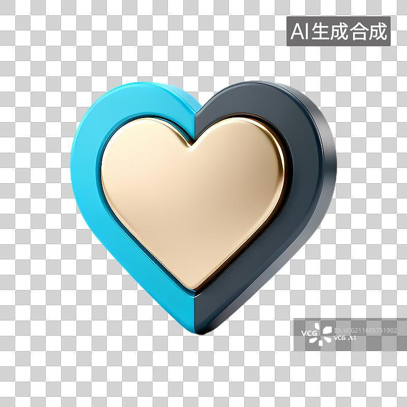 【AI数字艺术】三色立体心形图案图片素材