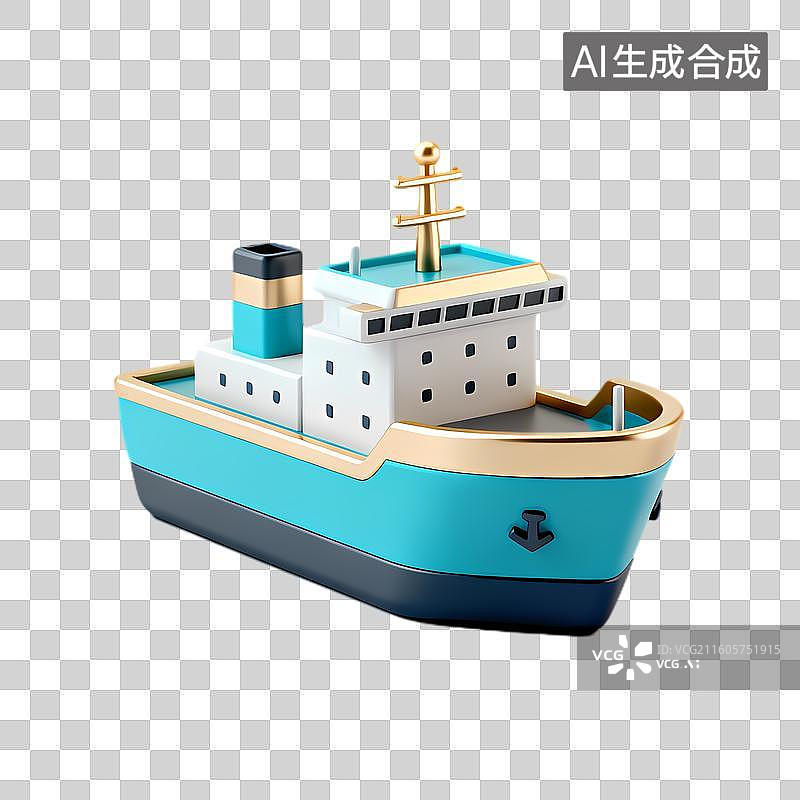 【AI数字艺术】色彩鲜艳的卡通风格船只模型图片素材