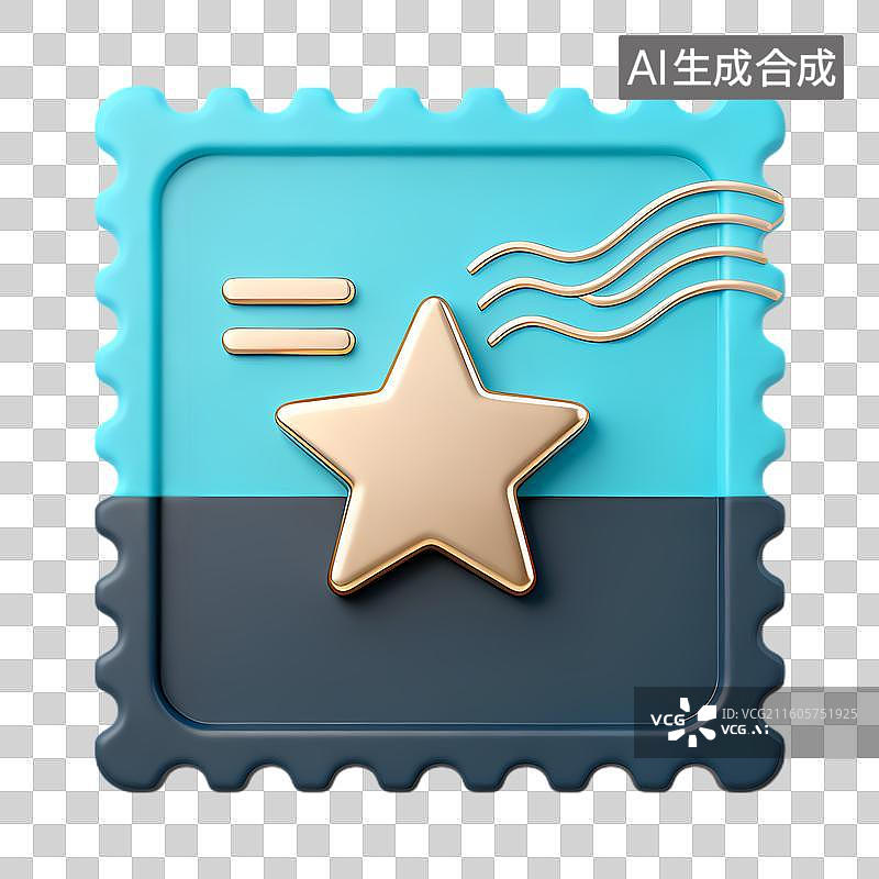 【AI数字艺术】带有星形图案的邮票图标图片素材