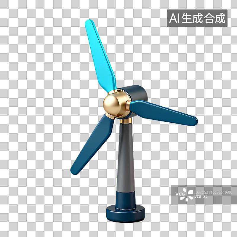 【AI数字艺术】用于教育的三叶片风力发电机模型图片素材