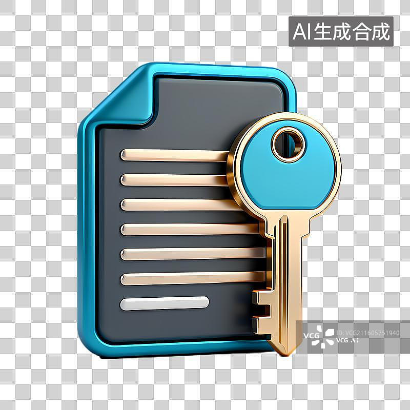【AI数字艺术】文档与钥匙代表安全访问图片素材