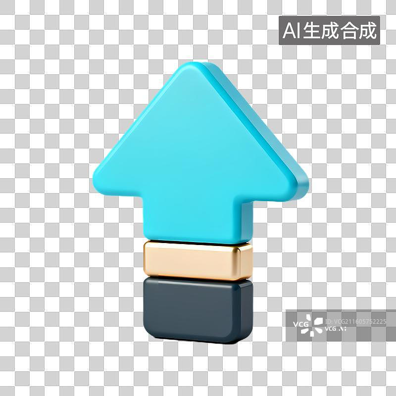 【AI数字艺术】立体蓝色向上箭头与分层基底图片素材