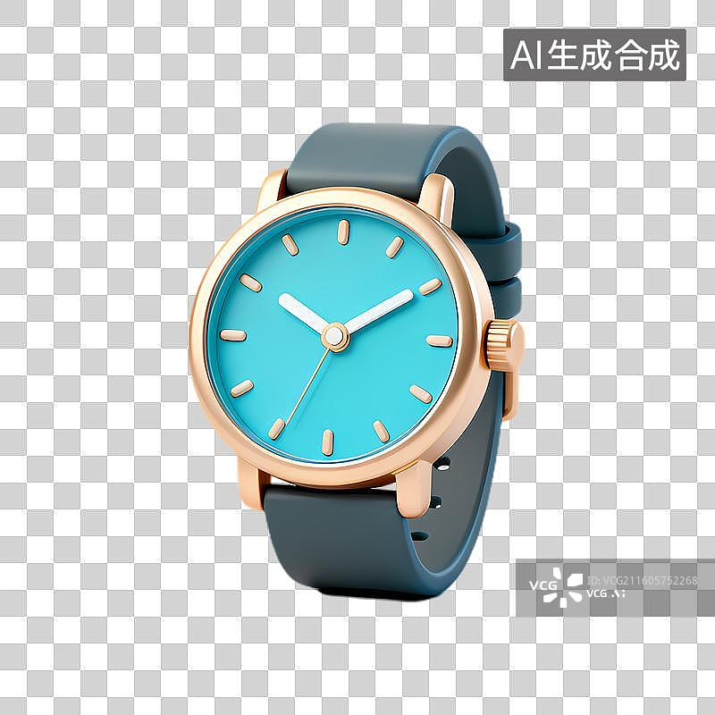 【AI数字艺术】时尚蓝色表盘玫瑰金手表图片素材