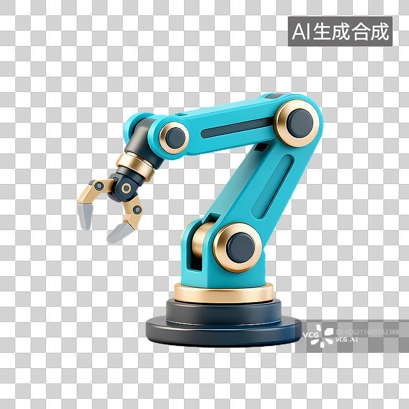 【AI数字艺术】蓝色机械臂展示精密构造图片素材