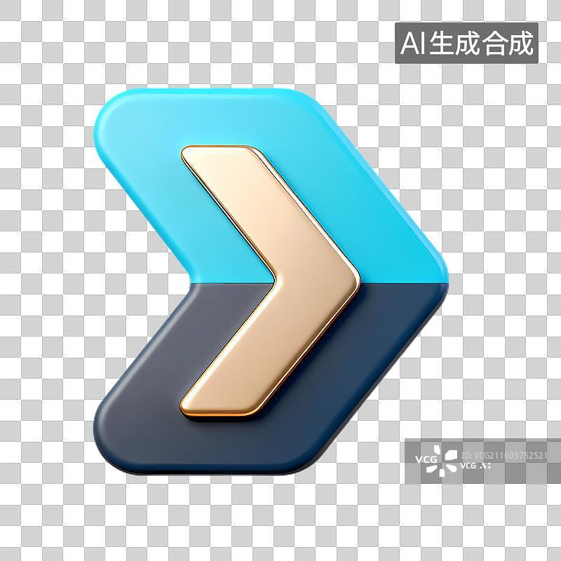 【AI数字艺术】三维箭头图标蓝灰金配色图片素材