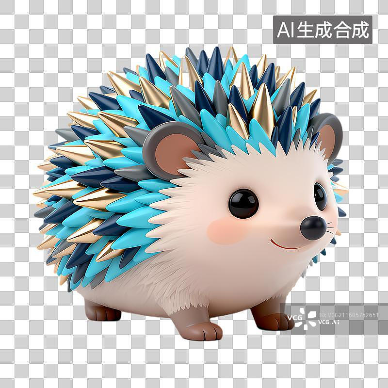【AI数字艺术】可爱多彩带独特刺设计的刺猬图片素材
