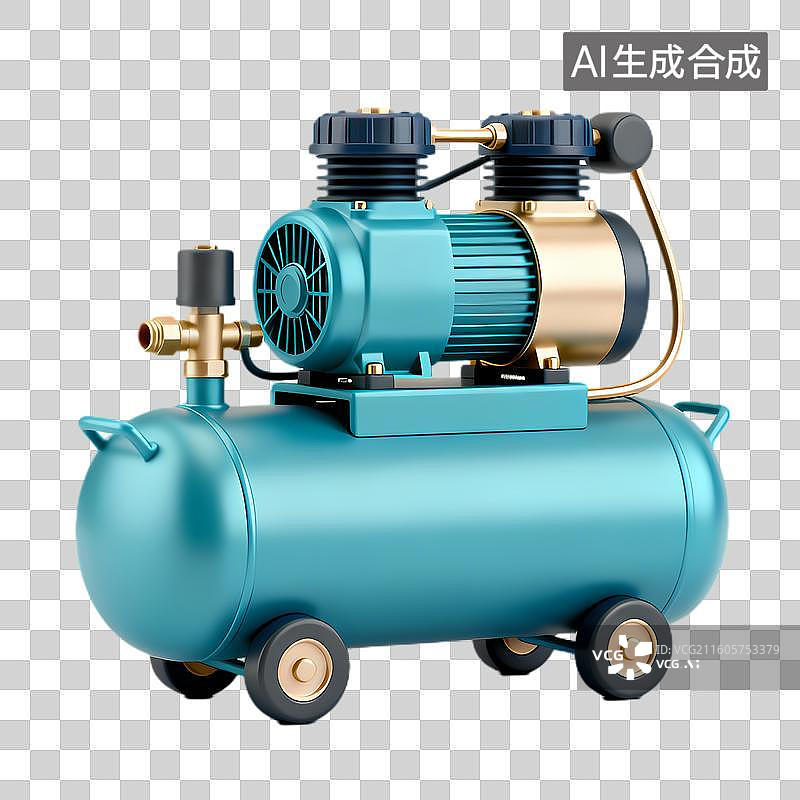 【AI数字艺术】带储罐和轮子的便携式空压机图片素材