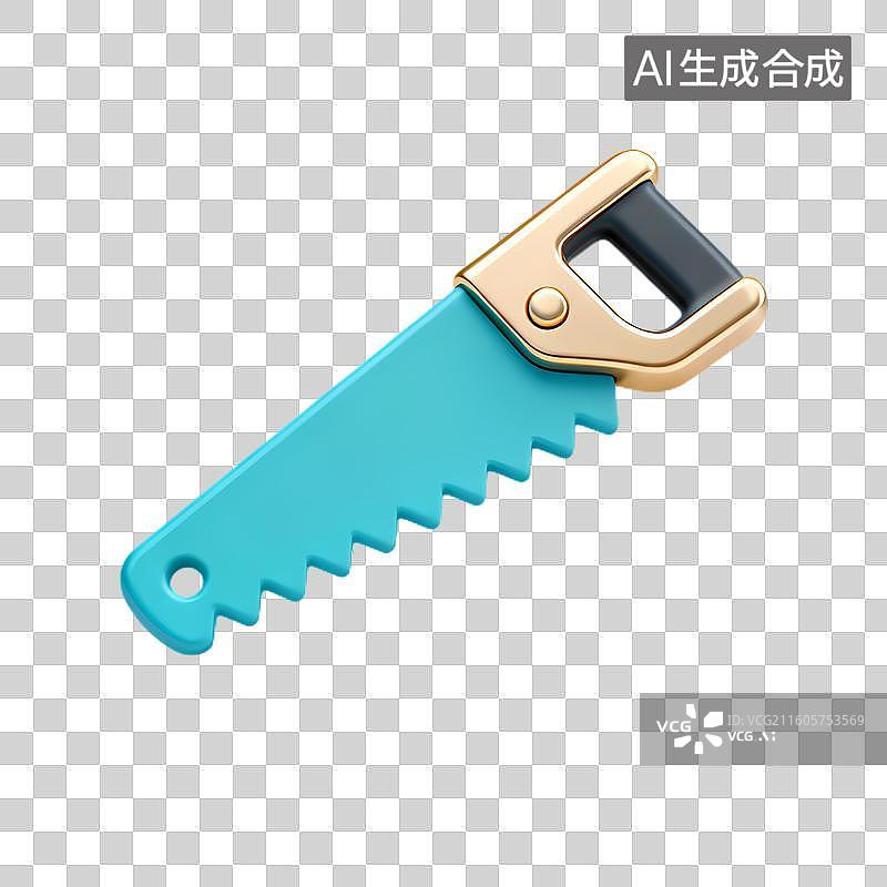 【AI数字艺术】小型蓝金色手工锯图片素材