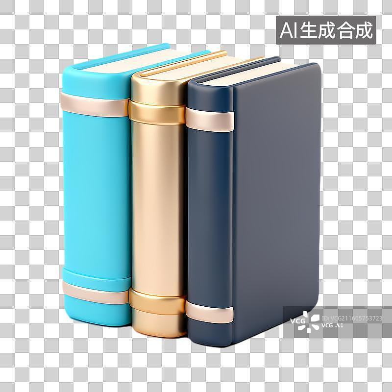 【AI数字艺术】三本色彩各异的现代书籍图片素材