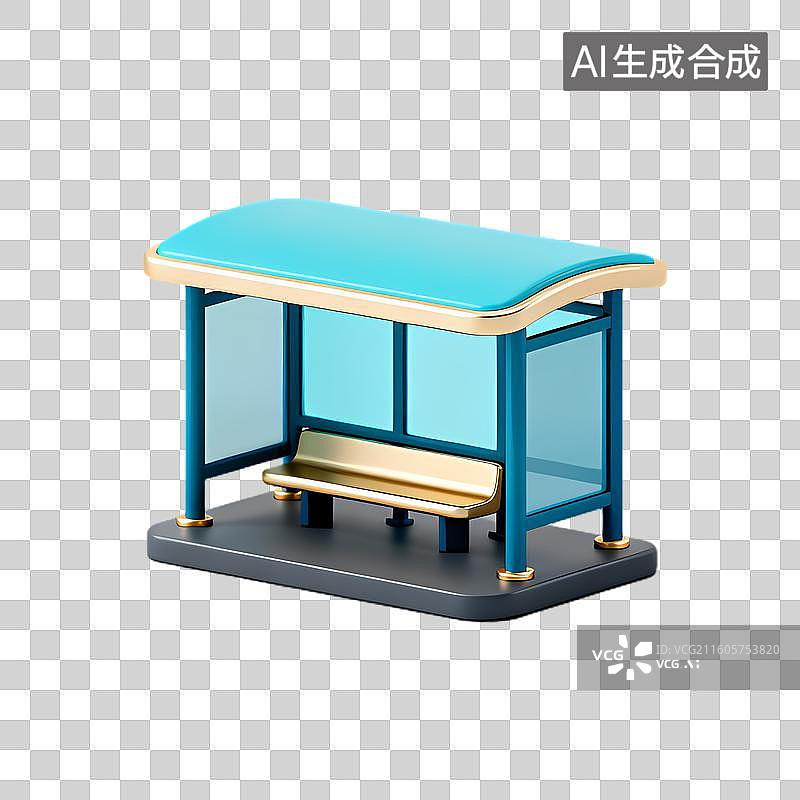 【AI数字艺术】现代城市公交站台设施图片素材