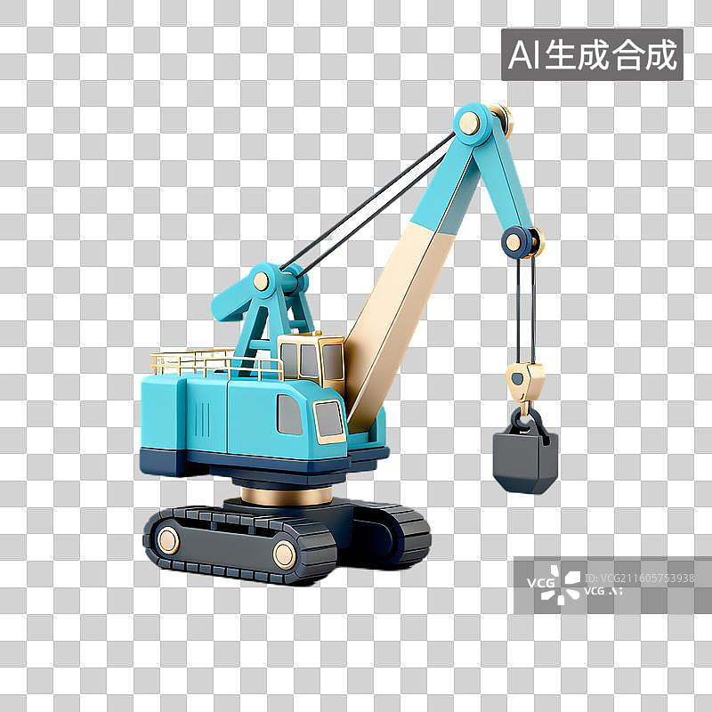 【AI数字艺术】蓝色履带式建筑起重机图片素材