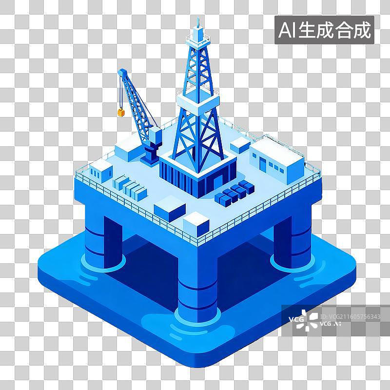 【AI数字艺术】3d海上油田钻井平台图片素材