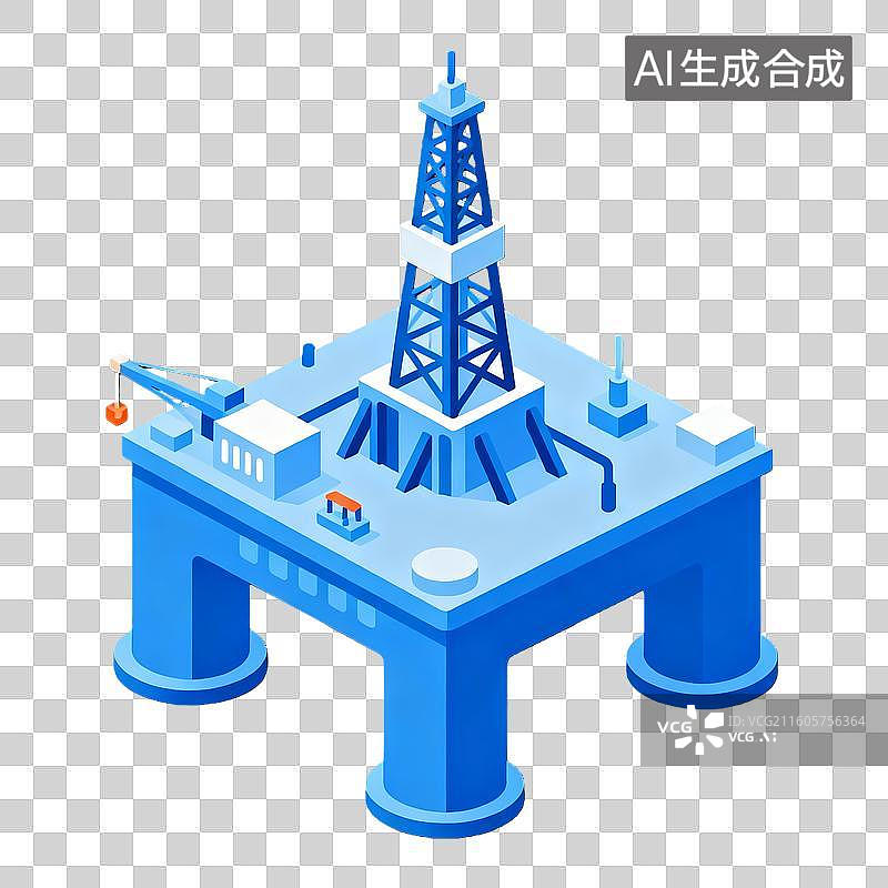【AI数字艺术】3d海上油田钻井平台图片素材