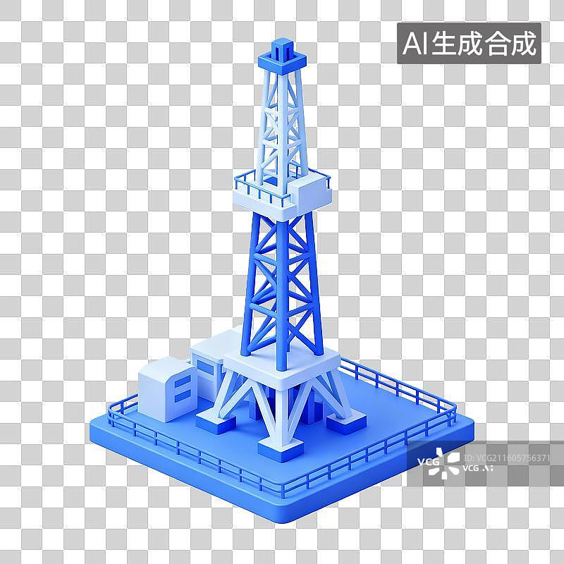 【AI数字艺术】3d海上油田钻井平台图片素材