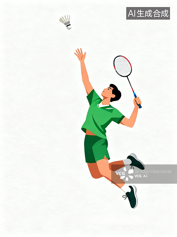 【AI数字艺术】打羽毛球的人插画图片素材