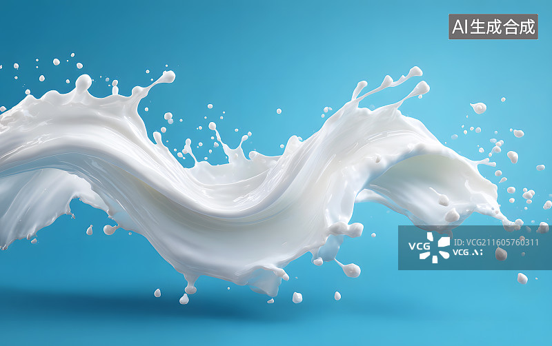 【AI数字艺术】溅起的白色牛奶图片素材