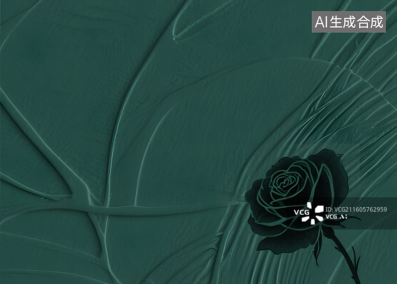 【AI数字艺术】玫瑰牡丹印花绿色简洁壁纸图片素材