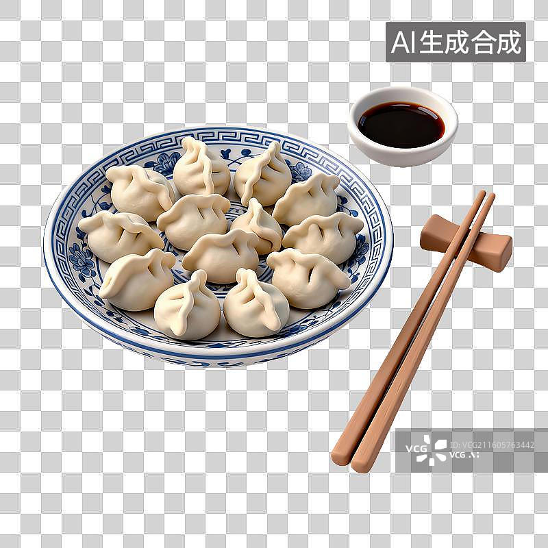 【AI数字艺术】一盘美味的饺子图片素材