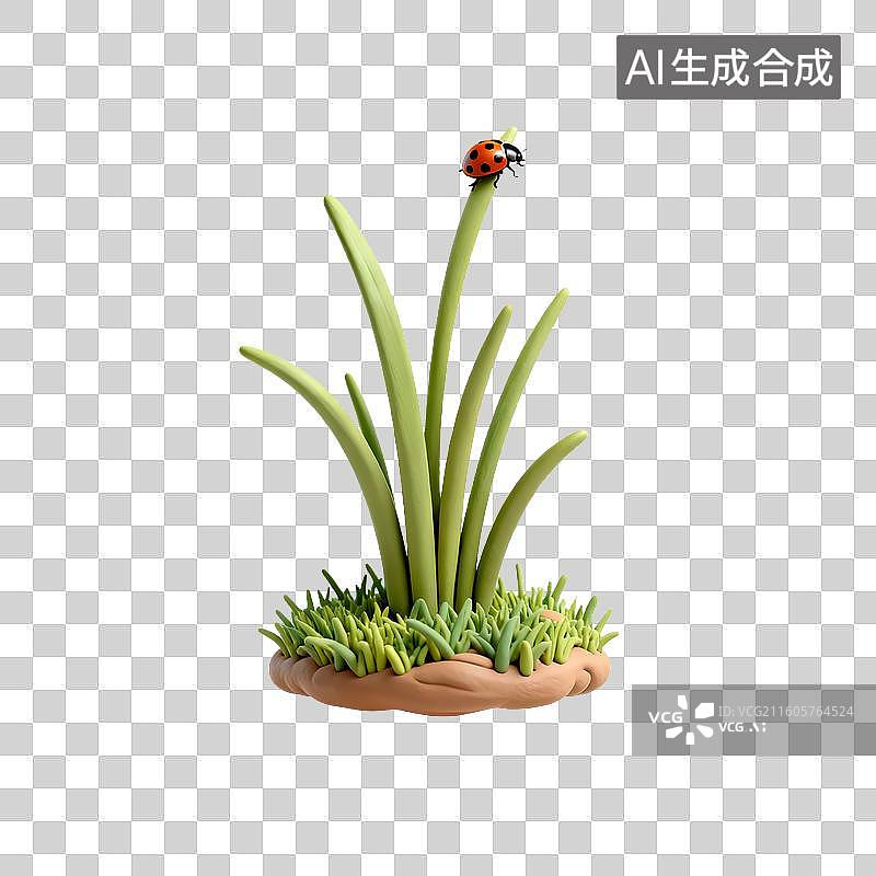 【AI数字艺术】草地上的瓢虫特写图片素材