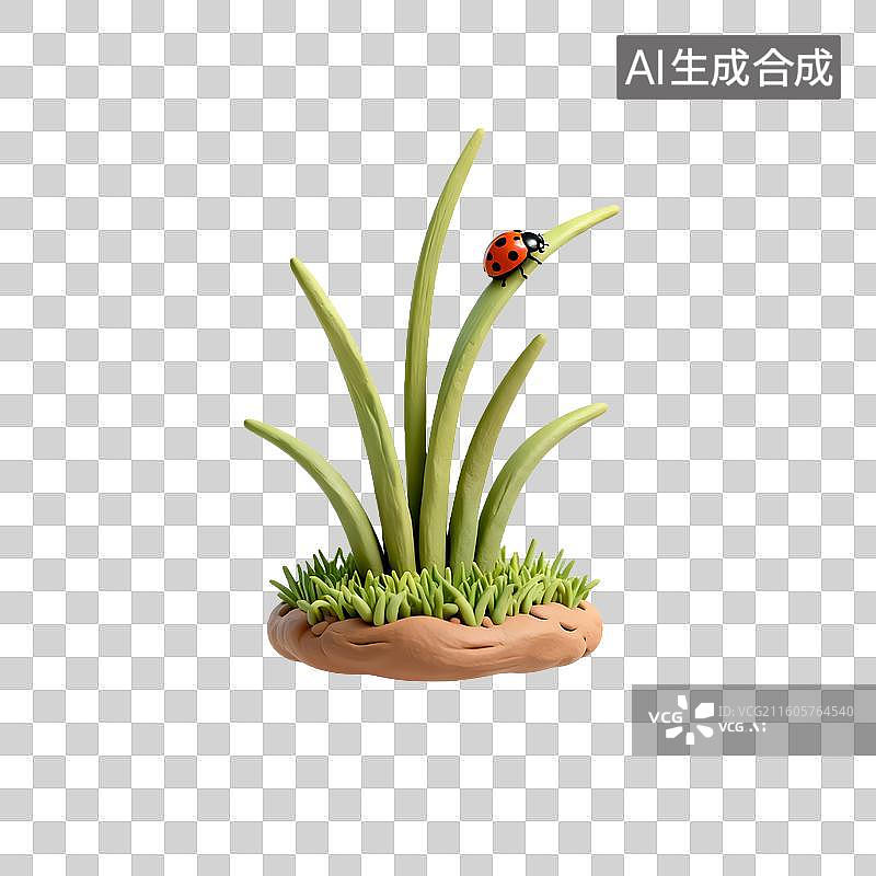 【AI数字艺术】草地上的瓢虫特写图片素材