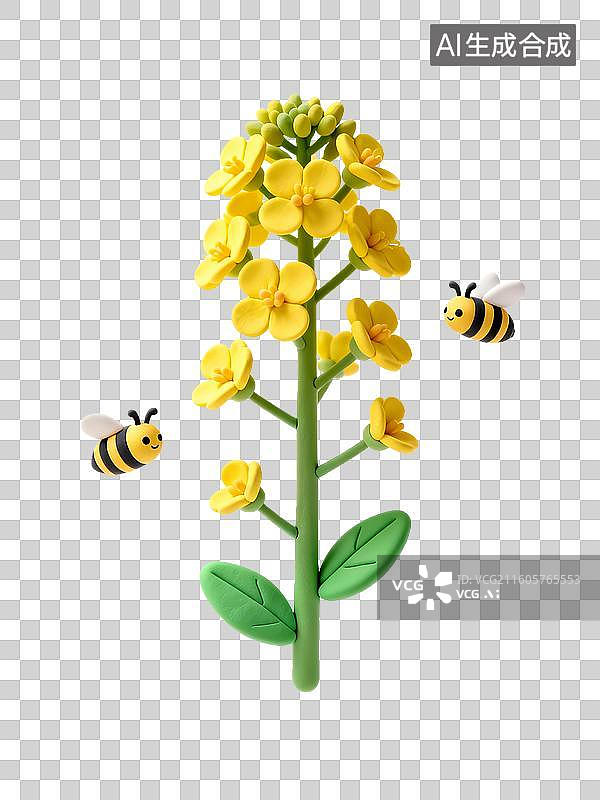 【AI数字艺术】黄色花朵与飞舞的蜜蜂图片素材