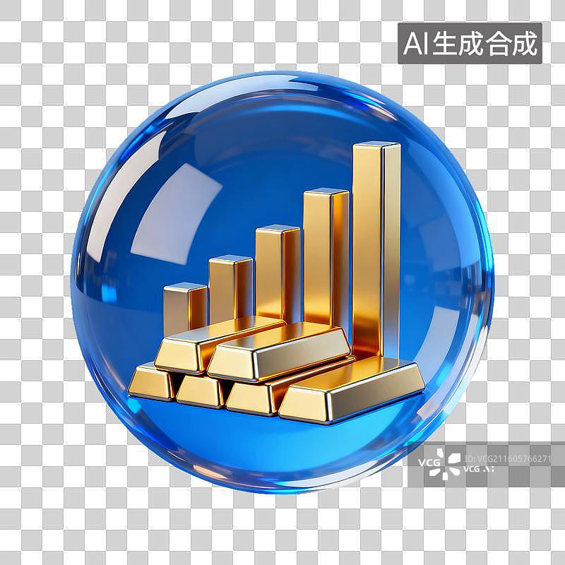 【AI数字艺术】蓝色思想球体里的股票升值图片素材
