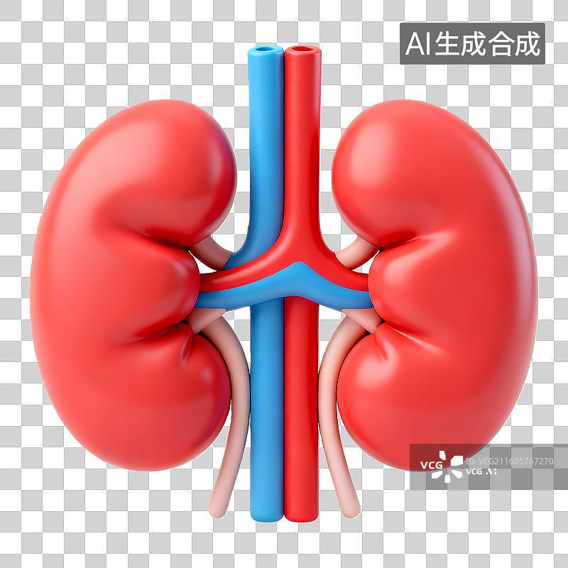 【AI数字艺术】3D立体轻拟物风格医疗主题肾脏器官插画免抠元素图片素材