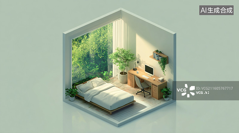 【AI数字艺术】森林景观房间图片素材