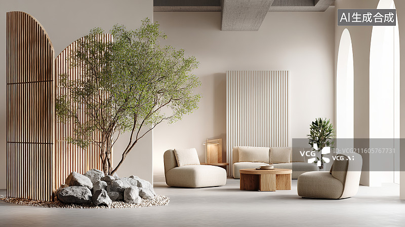 【AI数字艺术】现代简约客厅场景图片素材
