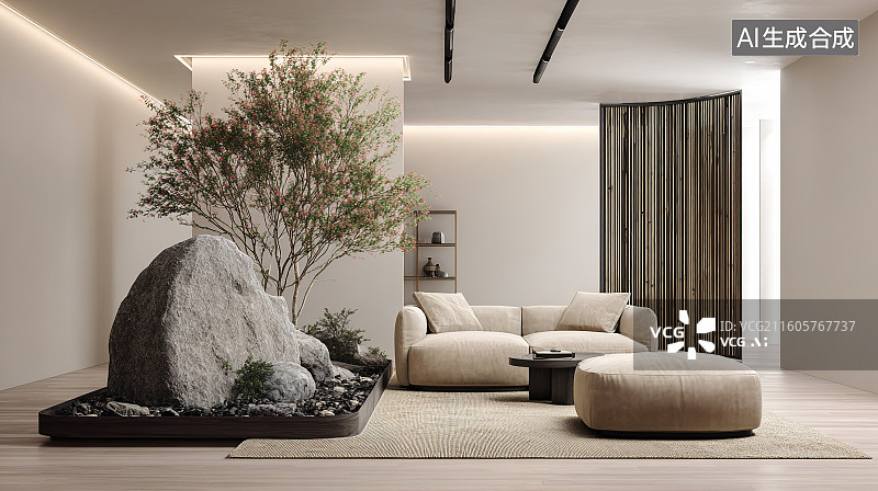 【AI数字艺术】现代简约客厅场景图片素材