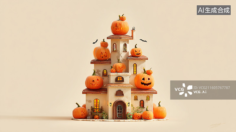 【AI数字艺术】万圣节南瓜屋图片素材
