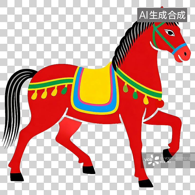 【AI数字艺术】年画中的骏马图片素材