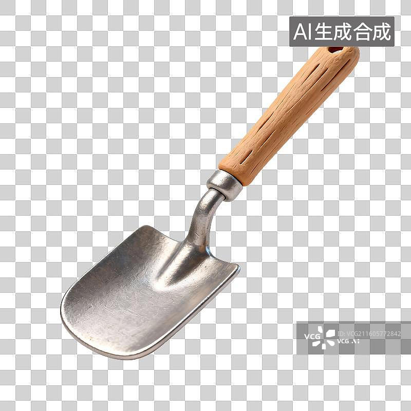 【AI数字艺术】一把带木柄的小金属园艺铲图片素材