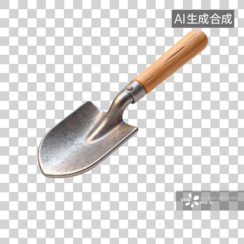 【AI数字艺术】一把带木柄的小金属园艺铲图片素材