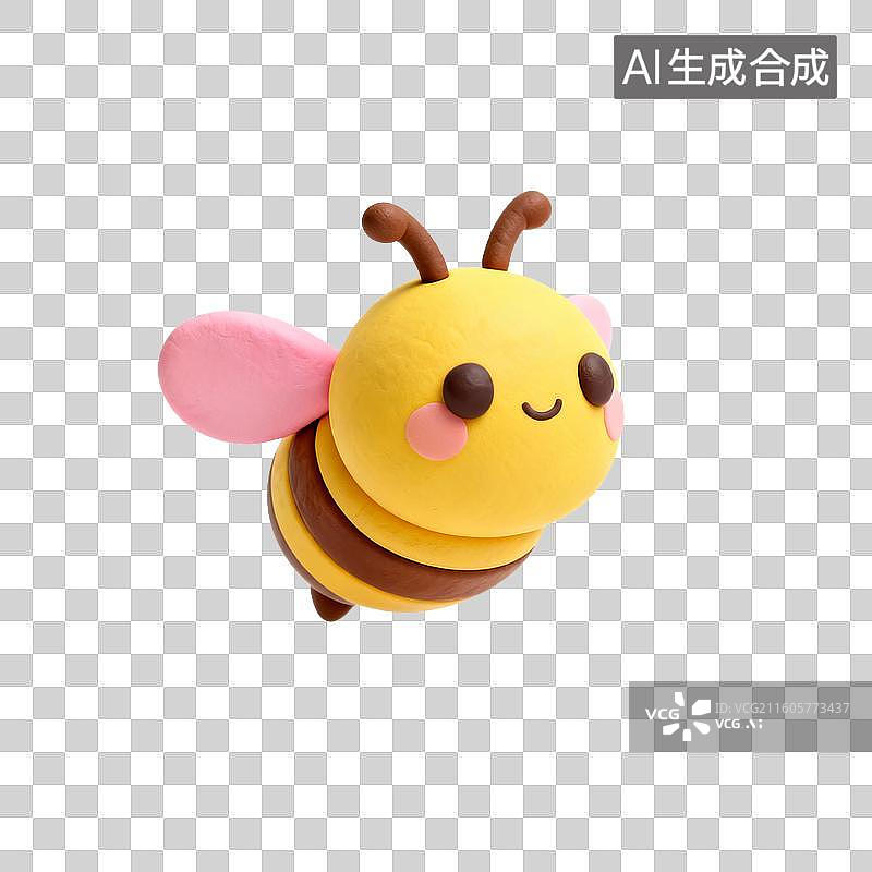 【AI数字艺术】可爱的黄色黏土蜜蜂图片素材