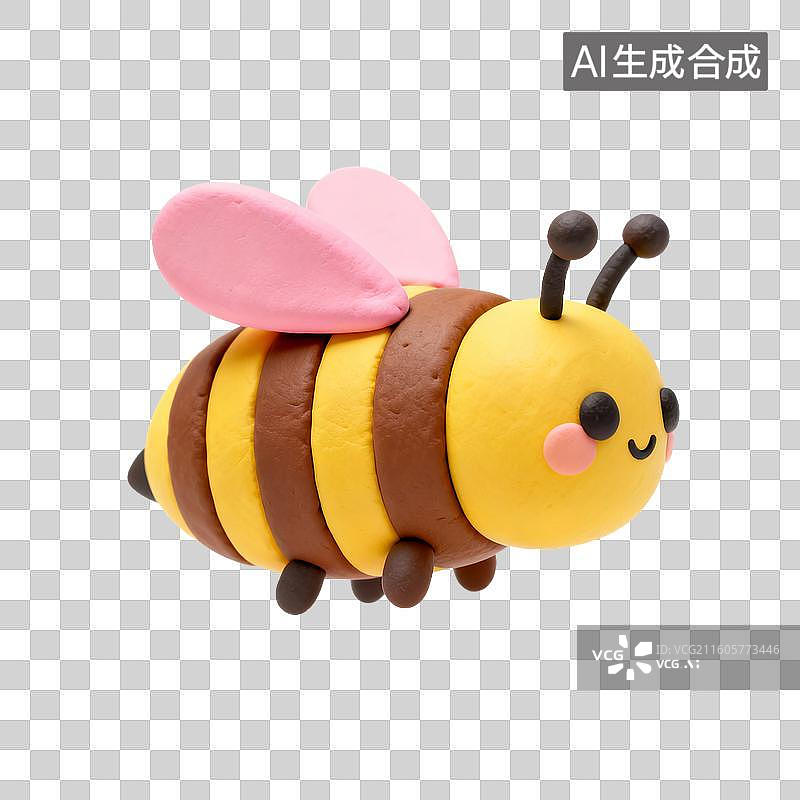 【AI数字艺术】可爱的黄色黏土蜜蜂图片素材