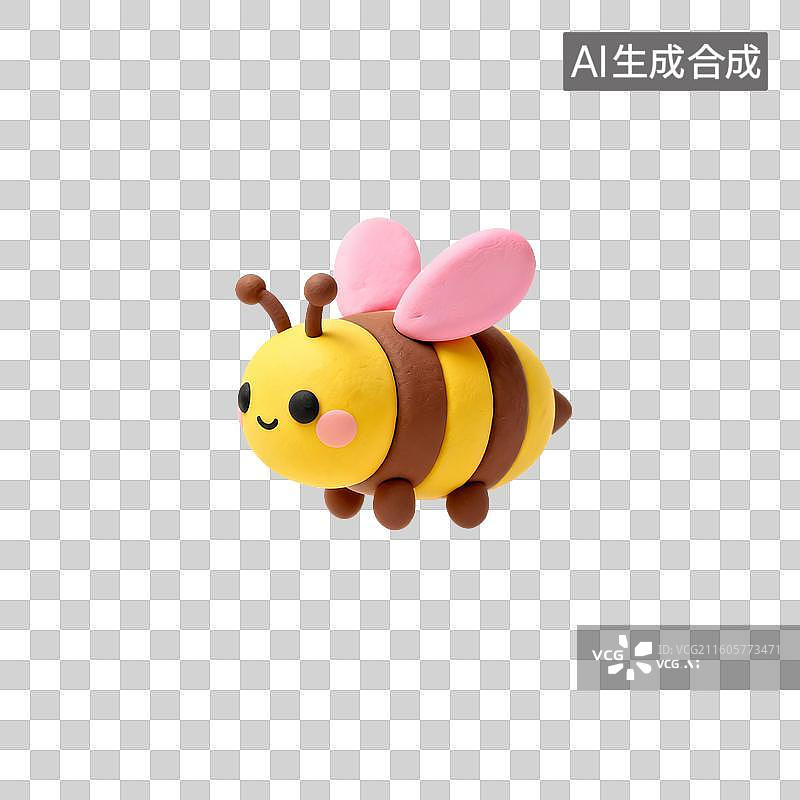【AI数字艺术】可爱的黄色黏土蜜蜂图片素材