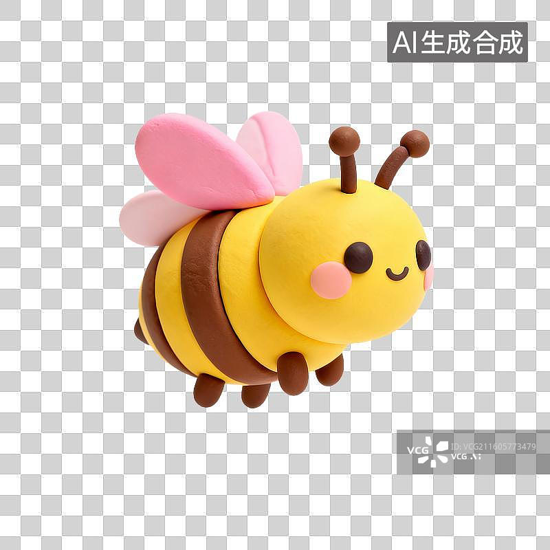 【AI数字艺术】可爱的黄色黏土蜜蜂图片素材