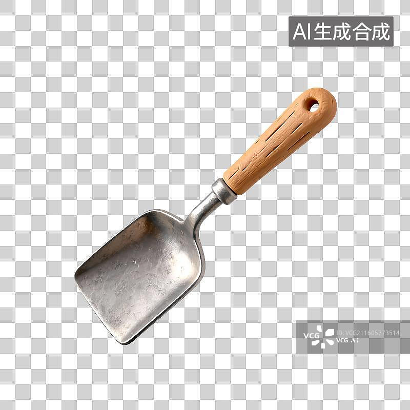 【AI数字艺术】一把带木柄的小金属园艺铲图片素材