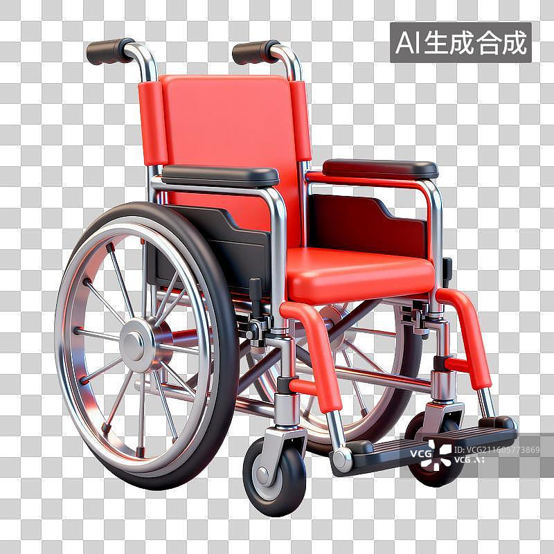 【AI数字艺术】3D立体轻拟物风格医疗主题轮椅插画免抠元素图片素材