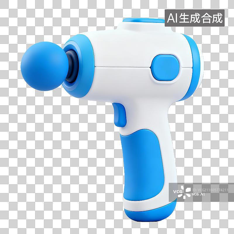 【AI数字艺术】3D立体轻拟物风格医疗主题筋膜枪插画免抠元素图片素材