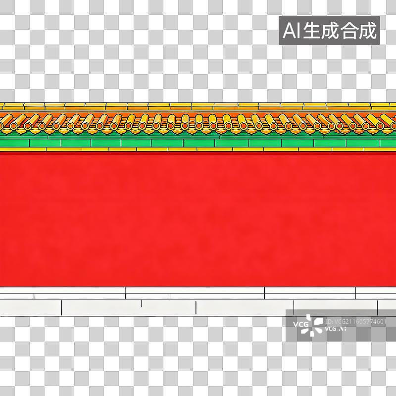 【AI数字艺术】古典的红色墙壁和琉璃瓦元素图片素材