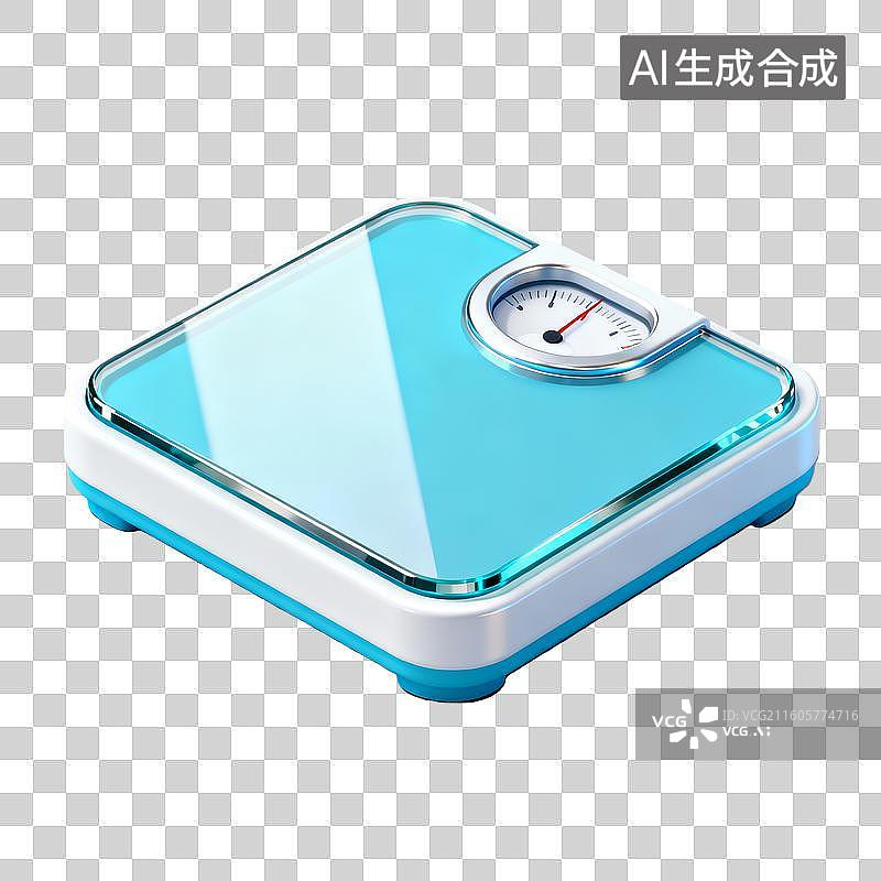 【AI数字艺术】3D立体轻拟物风格医疗主题体重秤插画免抠元素图片素材
