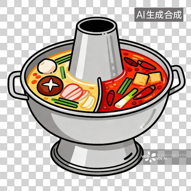 【AI数字艺术】手绘鸳鸯火锅图片素材