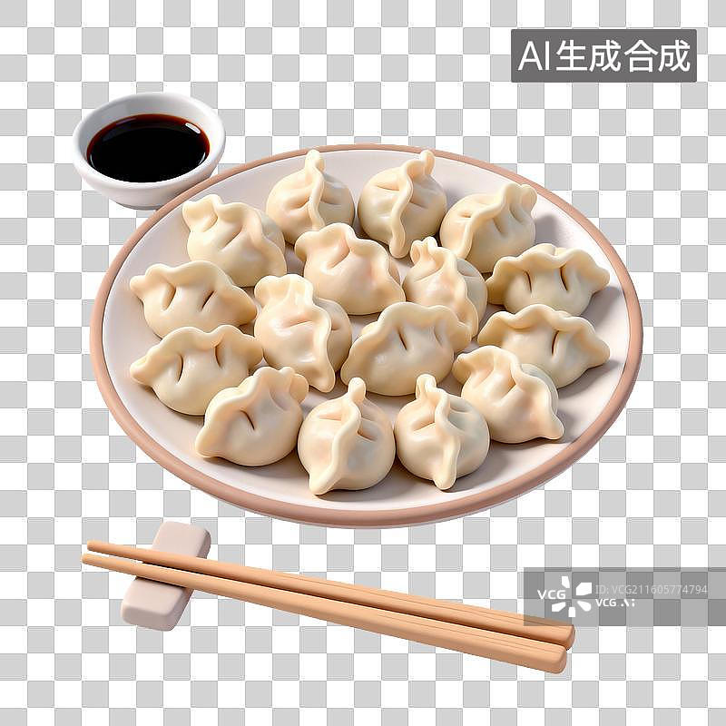 【AI数字艺术】一盘美味的饺子图片素材