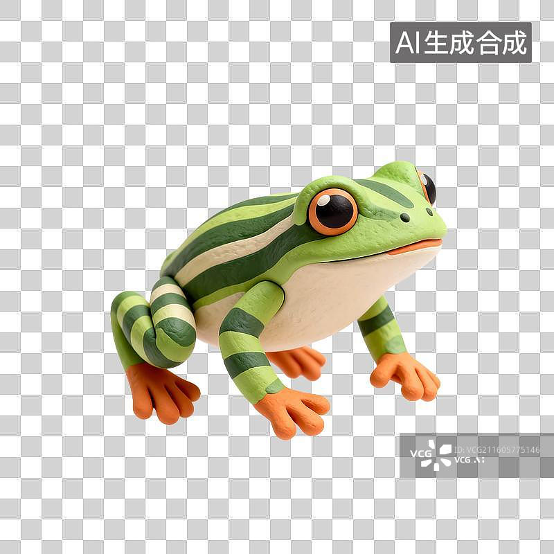 【AI数字艺术】可爱的绿色青蛙特写图片素材