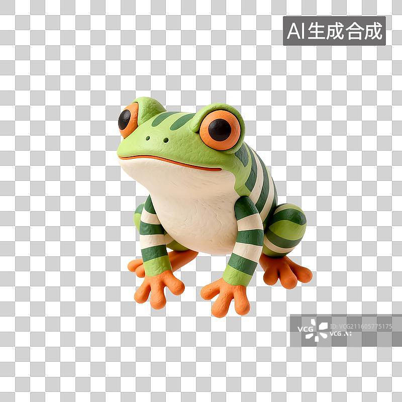 【AI数字艺术】可爱的绿色青蛙特写图片素材